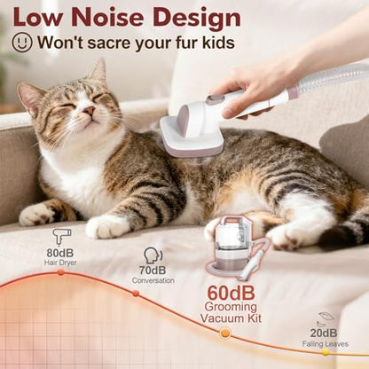 Dog Grooming Kit, 3.2L Large Capacity Pet Grooming Vacuum for Dogs and Cats, 12,000Pa Strong Suction & Low Noise Pet Pro Grooming Tool with 5 Pets Grooming Tools for Shedding Pets and Cats