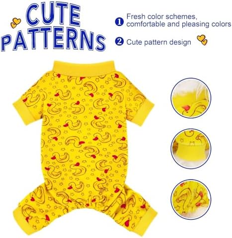 Paiaite Dog Pajamas Onesie: Comfortable Four-Legged Apparel for Small, Medium, & Large Dogs, Polyester Material for Comfort, Wrinkle Resistance, Moisture Wicking, Stretchiness Rotating Duck L