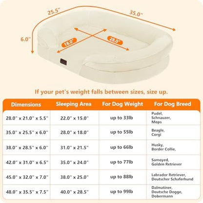 Dwanton Orthopedic Waterproof Medium Dog Bed Sofa, Gel Memory Foam, 36"