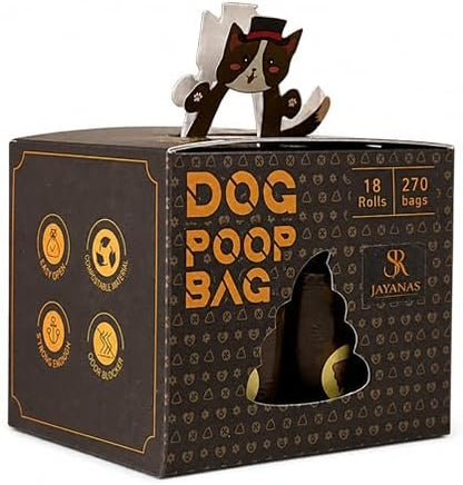 BPI Certified Compostable Dog Poop Bags, 18 Rolls 270 Bags, Coffee-Scented Extra Thick Leak-Proof Waste Bags, Meets ASTM D6400 Standard