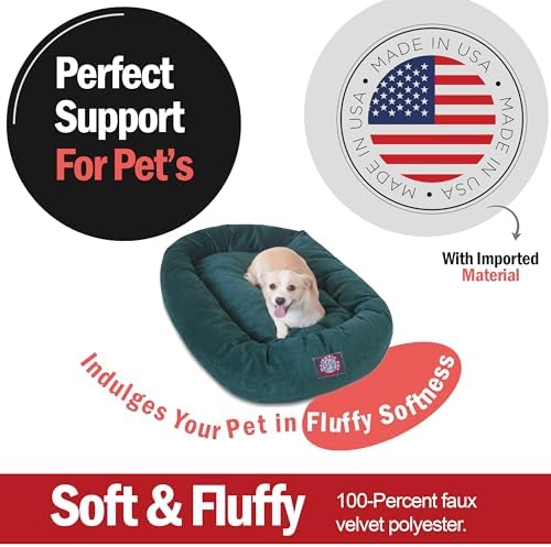 Majestic Pet Micro Velvet Dog Bed, 32 Inch Medium, Round, Washable, Marine