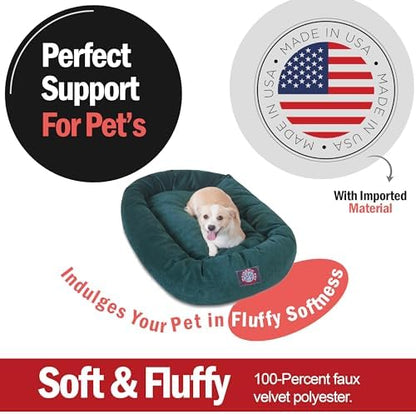 Majestic Pet Micro Velvet Dog Bed, 32 Inch Medium, Round, Washable, Marine