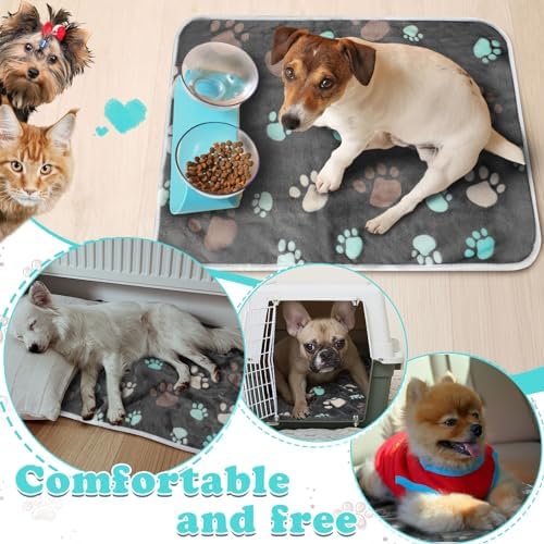 Reginary 4 Pcs Guinea Pig Fleece Cage Liners, Cute Paw, 24 x 16 Inch