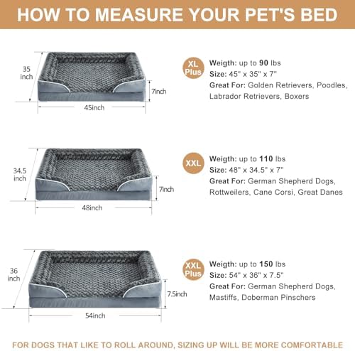 WNPETHOME Orthopedic Washable XXL Dog Bed for Senior Dog Cozy Sleep