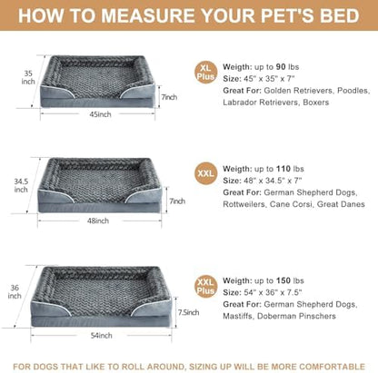 WNPETHOME Orthopedic Washable XXL Dog Bed for Senior Dog Cozy Sleep