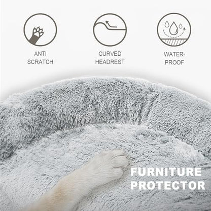Calming Dogs/Cats Bed Mats, Dog Pad Washable Removable Couch Cover, Plush Long Fur Mat for Pets, Waterproof, Perfect for Small, Medium and Large Dogs and Cats (Gradient Gray, 31.5"x26"x 5.0")