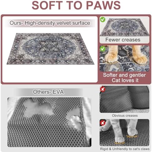 BEAUTYZOO Cat Litter Mat, 28" x 36" Large Litter Trapping Mat, Waterproof