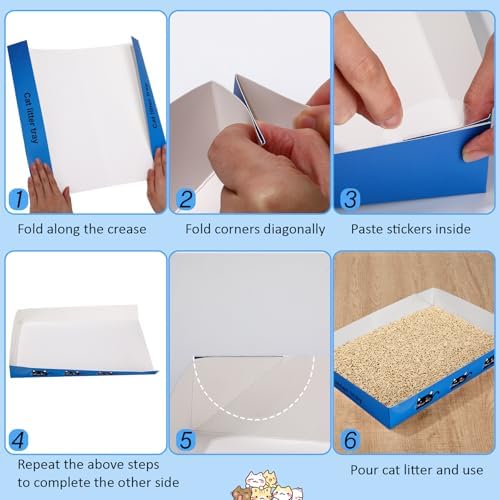 Amyhill 30 Pack Disposable Cat Litter Box Paper Pet Trays,Royal Blue