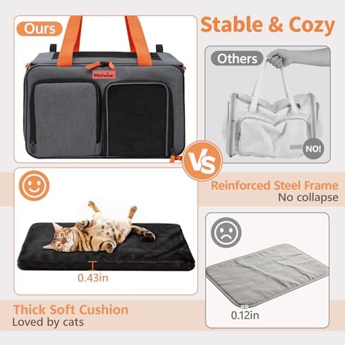 Soft Sided Cat Pet Dog Carrier, Large Airline Approved Travel Bag