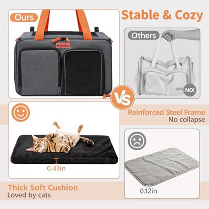 Soft Sided Cat Pet Dog Carrier, Large Airline Approved Travel Bag