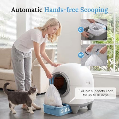 Greesum Fully Enclosed Self-Cleaning Cat Litter Box with App Control