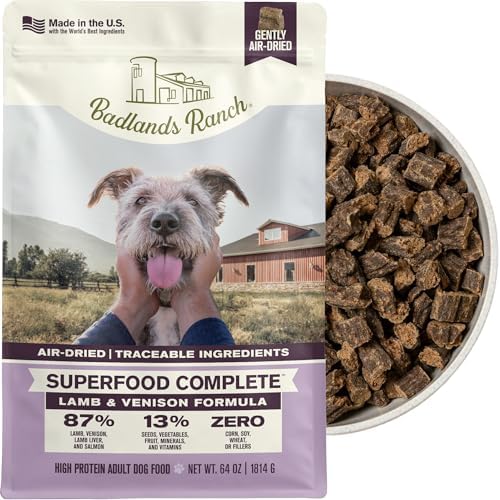 BADLANDS RANCH Air-Dried Lamb & Venison Dog Food, 87% Meat, 64 oz