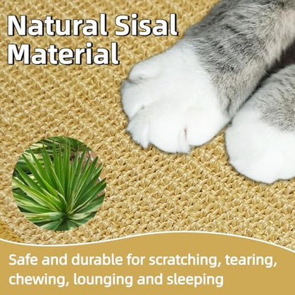 DYAUS Bunny Scratch Pad, Natural Sisal Rabbit Scratching Mat for Claws and Teeth Care, Indoor Bunny Chew Toys Bunny Bed for Biting Sleeping Nesting (1PC, 16x12in)