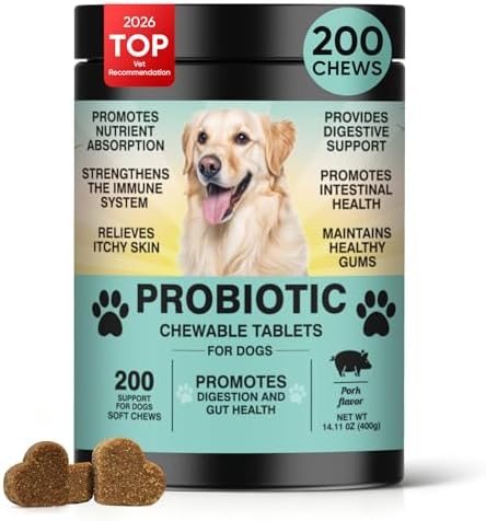 Probiotics for Dogs Gut Digestive Health Probiotic Chews 200 Ct Pork