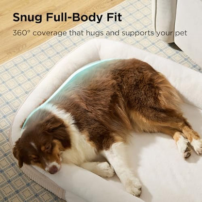 Bedsure LPlus 360°Oval Bolster Orthopedic Dog Beds Large Sized Dog,38" Beige