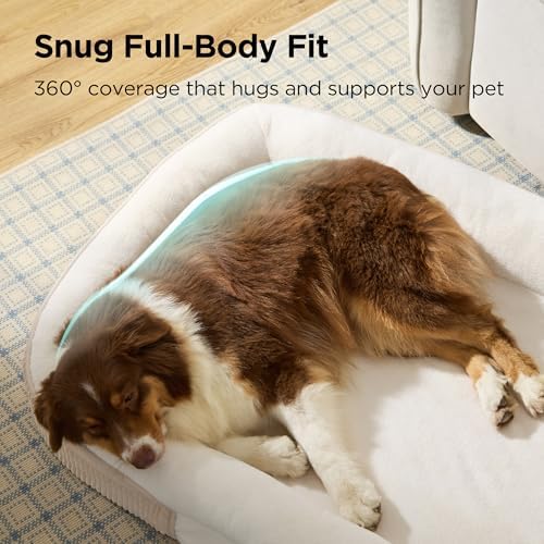 Bedsure XL 360°Oval Bolster Orthopedic Dog Beds Large Sized Dog,42" Beige