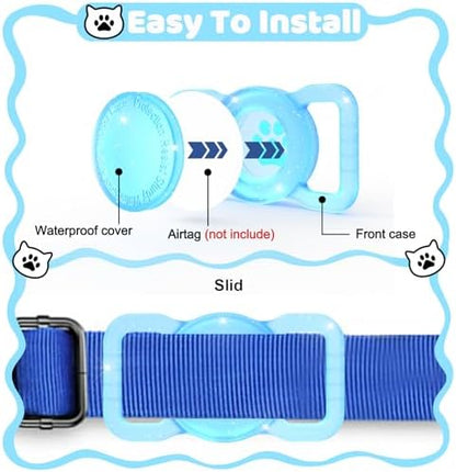 SANKALA Luminous Airtag Dog Collar Holder, Blue Glitter, 1 Pack