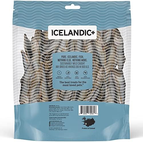 Icelandic+ Whole Fish Herring - 9oz Bag - Dog Treats,Pure Wild-Caught & Air-Dried,Ingredient Snack,Pet Chew,Just The Fish Nothing Else,(Pack of 2)