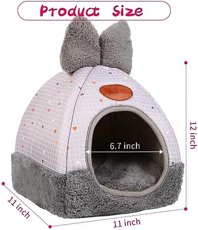 Bunny Bed Hideout House Cage Accessory for Rabbit Guinea Pig Hamster Cozy and Warm Rabbit Bed with Cute Bowknot Design