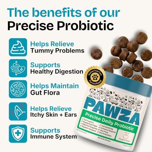 Precise Daily Probiotic for Dogs – Soft Chews with Pumpkin, Papaya & 6-Strain Probiotic Blend – Digestive, Gut & Immune Health Support – 120 Chews, Chicken Flavor