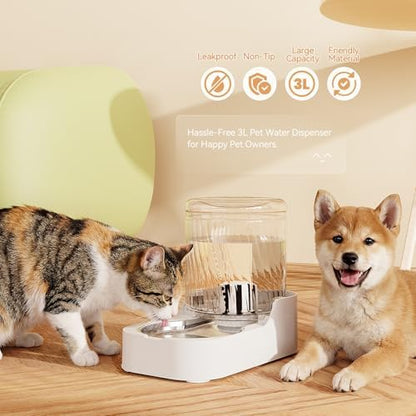 JUNSPOW Automatic Cat Water Dispenser with Stainless Steel Bowl