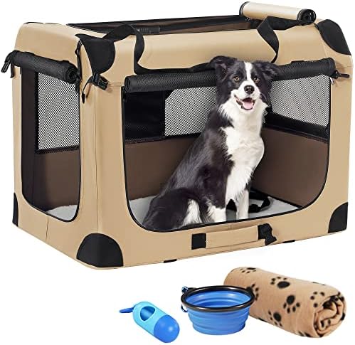 Petprsco Portable Dog Crates for Medium Dogs, 32"x23"x23" Travel Dog Crate