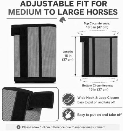 Fly Boots for Horses Set of 4 - Breathable Mesh Equine Leg Protection,Anti-Sag Stay-On Horse Fly Boots,Reduces Stomping & Fatigue,UV-Block, Adjustable Fit for Medium to Large Horses