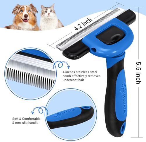 MIU COLOR Pet Grooming Brush, Deshedding Tool for Dogs & Cats, Navy Blue
