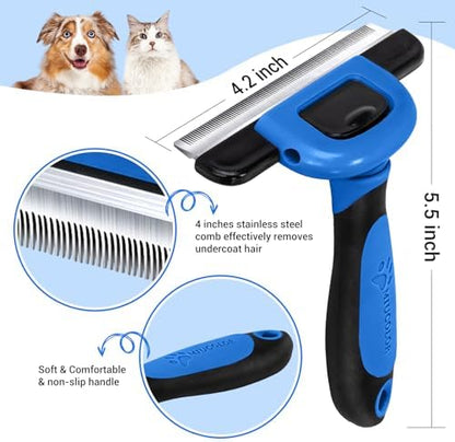 MIU COLOR Pet Grooming Brush, Deshedding Tool for Dogs & Cats, Navy Blue