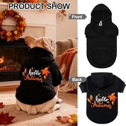 EXPAWLORER Dog Hoodies for Small Medium Large Dogs,Maple Leaf Black S