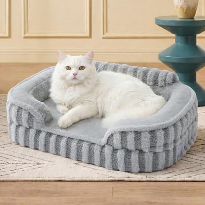 LE SURE Cute Cozy High Back Orthopedic Small Dog Bed with Sides, 24" Grey