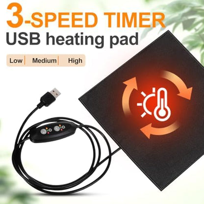 USB Small Pet Heating Pad, 5.5 Inch Reptile Heat Mat with Temp (Pack of 2)