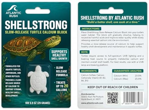 Shellstrong Premium Calcium Block for Aquatic Turtle - Slow Release Water Tank Conditioner - Cuttlebone for Aquarium - Turtle Tank Accessories - 20 Gallon Aquatic Treatment (1 Calcium Block)