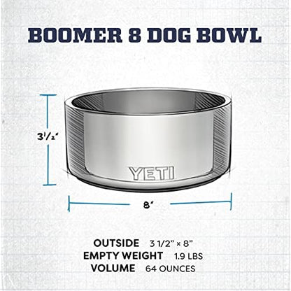 YETI Boomer 8, Stainless Steel, Non-Slip Dog Bowl, Holds 64 Ounces