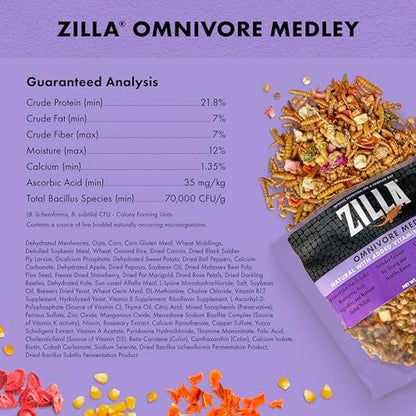 Zilla Pet Reptile Omnivore Food Medley Diet, Bearded Dragon Food, 4 Oz