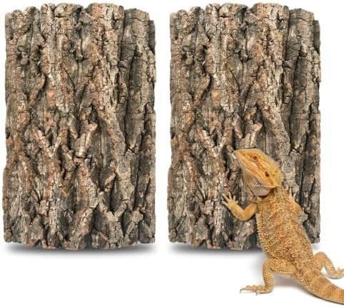 2 Pcs Natural Cork Bark, Reptile Cork Bark 7.9x11.8 Inches, Cork Bark Climbing Mat for Reptiles Turtle Dragon Lizard Geckos Bearded Geckos Frogs, Terrarium Background Habitat Decor