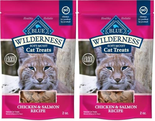 Blue Buffalo Wilderness Grain Free Soft-Moist Chicken & Salmon Cat Treats,2-oz. Bag,(Pack of 2)
