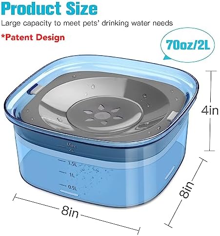 UPSKY 70oz Dog Water Bowl, No Spill Slow Drinking Feeder for Messy Drinke