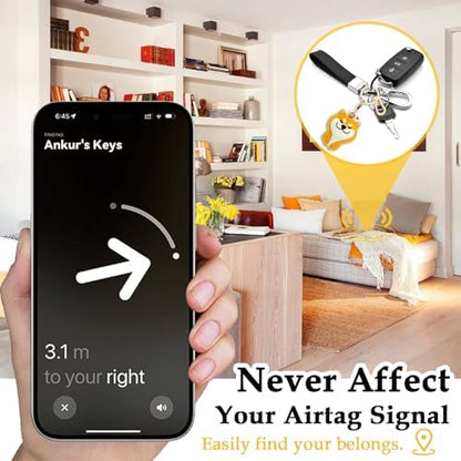 Leather Keychain Holder Case for AirTag, Cute Protective Cover for Apple Airtag KeyChain, GPS Tracker Item Finder