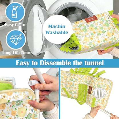 Guinea Pig Hideout Tunnel - Stable Washable Small Animal Tunnel Hide with Curtains,Guinea Pig Accessories for Hamster/Chinchilla/Dwarf Rabbit/Ferret (Light Green, Large)