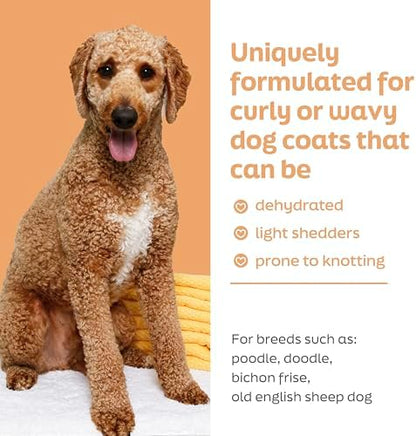 True Coat Curly or Wavy Dog Shampoo, 5 in 1 Detangles & Conditions with Oat Milk, Coconut Oil & Shea Butter, 16 oz