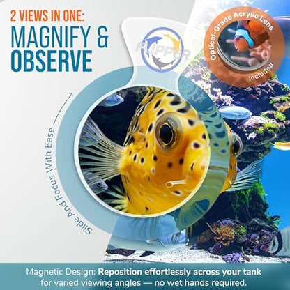 Flipper DeepSee 4" Magnetic Aquarium Viewer – Optical-Grade Magnifying Lens for Glass & Acrylic Tanks up to 5/8" Thick – Hands-Free Underwater Viewing for Fish, Corals & Aquarium Photography – Clear