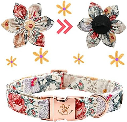 Elegant Little Tail Vintage Floral Dog Collar with Comfortable Adjustable Sizes for Small to Large Dogs