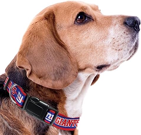Pets First NFL New York Giants Licensed PET COLLAR, Medium - Heavy-Duty, Strong, and Durable Dog Collar. Available in 31 Football Teams and 4 Sizes