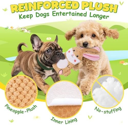 XIUGOAL Dog Toys to Keep Them Busy, 3 Pack No Stuffing Interactive Dog Toys with Crinkle, Squeaky Puppy Chew Toys for Small, Medium Breeds