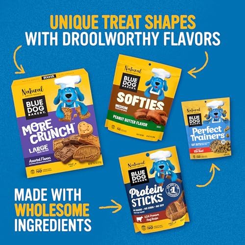 Blue Dog Bakery Natural Dog Treats, More Crunch Large, Peanut Butter, 18oz (6 Count)