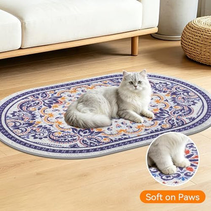 Cat Litter Mat, 40"x30" High Density PVC Litter Trapping Mat, Non-Slip, Waterproof & Urine-Proof Kitty Litter Catcher Mats, Soft on Kitten Paws, Easy to Clean, Cat Essentials Blue