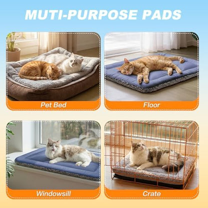 Self Warming Cat Bed, Reversible Cooling Mat for Cats, Dark Blue, 24x36 In