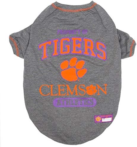 Pets First Collegiate Clemson Tigers Dog T-Shirt, Small. - Licensed Shirt for Pets Team Colored with Team Logos.- Premium Stretchable Materials for The Comfrot of Your Dog & Cat.