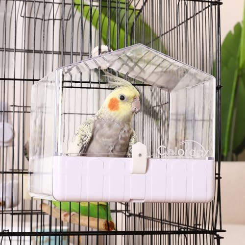 Colorday Hanging Bird Bath for Cage, Pet Parrot Bath, 6.7X6.7X7.74 inch
